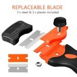 Razor Blade Scraper Tool Double Edged Razor Scraper with Metal & Plastic Blades 6pcs Sticker Remover for Paint Adhesive Label Caulk Electric Cooktop Gas Cooktop Induction Cooktop Stove Top
