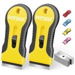 DIYSELF 2 Pack Razor Blade Scraper, Includes 10 PCS Additional Razor Blades, Streamlined Razor Scraper, Razor Blade Scraper Tool for Cooktop, Kitchen, Oven, Compact Glass Scraper for Paint, Sticker