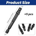 1/4 Impact Socket Adapter Set, 5PCS Black Drill Socket Adapter 1/4 to 1/4 Drive Adapter Kit for Impact Driver Automotive DIY Extension Socket Driver Bits Handle Nut Driver and Drills(1/4 Square Tip)