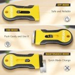 DIYSELF 2 Pack Razor Blade Scraper, Includes 10 PCS Additional Razor Blades, Streamlined Razor Scraper, Razor Blade Scraper Tool for Cooktop, Kitchen, Oven, Compact Glass Scraper for Paint, Sticker