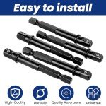 1/4 Impact Socket Adapter Set, 5PCS Black Drill Socket Adapter 1/4 to 1/4 Drive Adapter Kit for Impact Driver Automotive DIY Extension Socket Driver Bits Handle Nut Driver and Drills(1/4 Square Tip)