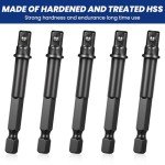 1/4 Impact Socket Adapter Set, 5PCS Black Drill Socket Adapter 1/4 to 1/4 Drive Adapter Kit for Impact Driver Automotive DIY Extension Socket Driver Bits Handle Nut Driver and Drills(1/4 Square Tip)