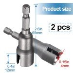 CustomyLife 2pcs Power Wing Nut Driver, Steel Wing Nut Drill Bit Socket Wrench Tool Set, 1/4" Hex Shank for Panel Nuts, Screws Eye, Q-Hanger, C Hook Bolt