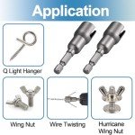 CustomyLife 2pcs Power Wing Nut Driver, Steel Wing Nut Drill Bit Socket Wrench Tool Set, 1/4" Hex Shank for Panel Nuts, Screws Eye, Q-Hanger, C Hook Bolt