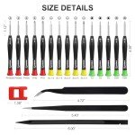 STREBITO 19-Piece Small Screwdriver Set, Mini Precision Screwdriver Set with Case, Phillips, Slotted, Torx, Tweezers, Precision Screwdriver Kit for Eyeglass, Watch, Jeweler, Computer, Laptop, Phone