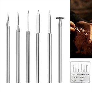BAIQI Wood Carving Tools,Five or Six Different Drill Bits, DIY Carving Crafts Shape,3mm Shank Diameter,Sturdy Steel Culpture Tools (Wood Engraving Knife)