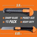 15-Pack Utility Knife, 18mm Retractable Box Cutter for Boxes, Cartons & Cardboard Cutting - Ideal for Home & Office Use