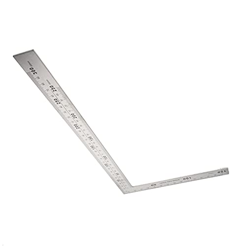 Auniwaig Right Angle Ruler 150 x 300mm Metric Stainless Steel Scale L Shape 90 Degree Square Layout Measuring Tool for Carpenter Engineer 1 pcs