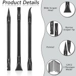 12 PCS Carbon Fiber Plastic Scrapers Tool, Non-Scratch Scraper Tool for Tight Spaces, Multi-Purpose Label Scraper Pen-Shaped, for Car Cleaning Supplies, Kitchen, Crevices, Stains (Black)