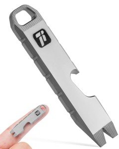 FEGVE Titanium Mini Pry Bar Tool, Pocket Pry Bar, Prybar EDC Tool-Bottle Opener Function