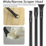 12 PCS Carbon Fiber Plastic Scrapers Tool, Non-Scratch Scraper Tool for Tight Spaces, Multi-Purpose Label Scraper Pen-Shaped, for Car Cleaning Supplies, Kitchen, Crevices, Stains (Black)