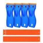 4 Pcs Plastic Razor Blade Scraper and 120 Pcs Blades, Remove Label Decal Tool,Forwithout Scratches Plastic Razor Blade Scraper, Adhesive Remover for Kitchen Appliances,Stickers and Paints on Window