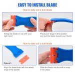 4 Pcs Plastic Razor Blade Scraper and 120 Pcs Blades, Remove Label Decal Tool,Forwithout Scratches Plastic Razor Blade Scraper, Adhesive Remover for Kitchen Appliances,Stickers and Paints on Window