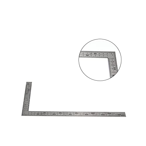 Auniwaig Right Angle Ruler 150 x 300mm Metric Stainless Steel Scale L Shape 90 Degree Square Layout Measuring Tool for Carpenter Engineer 1 pcs