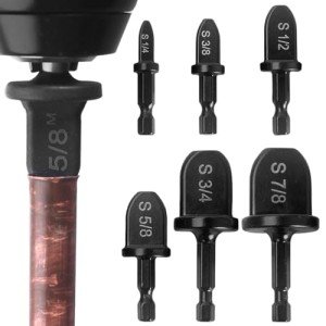 Swaging Tool Drill Bit Set, 2024 New HVAC Repairing Set Air Conditioner Copper Pipe Reamer, Manual Pipe Swage Tool Drill Bit Soft Copper tubing 1/4''， 3/8''，1/2''， 5/8''，3/4''，7/8'' Bits Set (1)