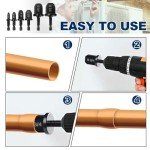 Swaging Tool Drill Bit Set, 2024 New HVAC Repairing Set Air Conditioner Copper Pipe Reamer, Manual Pipe Swage Tool Drill Bit Soft Copper tubing 1/4''， 3/8''，1/2''， 5/8''，3/4''，7/8'' Bits Set (1)