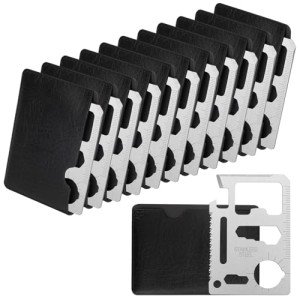 Survival Credit Card Multitool, 11 in 1 Beer Opener Survival Card Tool,Wallet Multitools Card Perfect for Fathers Men Gadgets Stocking Stuffers for Men (12 PCS) (Silvery)