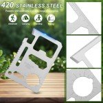 Survival Credit Card Multitool, 11 in 1 Beer Opener Survival Card Tool,Wallet Multitools Card Perfect for Fathers Men Gadgets Stocking Stuffers for Men (12 PCS) (Silvery)