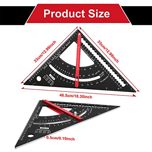 Gohelper 12 inch Carpenter Square Tool Rafter Framing Square Construction Metal Woodworking Measuring Quick Angle Machinist Precise Adjustable Carpentry Square Layout Tool Triangle Ruler