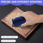 Curved Cabinet Scraper Cards, Card Scraper Woodworking, Robust Steel Edge Design, Wood Scraper for Woodworking, Juice Groove Card Scraper, Multi Use Woodworking Tools, Blue
