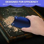 Curved Cabinet Scraper Cards, Card Scraper Woodworking, Robust Steel Edge Design, Wood Scraper for Woodworking, Juice Groove Card Scraper, Multi Use Woodworking Tools, Blue