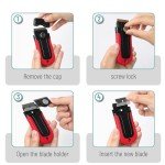 Bates- Razor Blade Scraper, Red, Locking Razor Scraper Set with 10 Extra Stainless Steel Blades, Window Scraper, Scraper Tool, Glass Scraper, Scraper Blades, Paint Scraper Blade Scraper for Cleaning