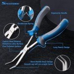 SPEEDWOX Long Reach Bent Needle Nose Pliers with Smooth Jaw Extra Long Nose Precision Wire Looping Pliers Needle Remover Pliers for Hard to Reach Narrow Spaces Jewelry Making Tools Fishing Tools