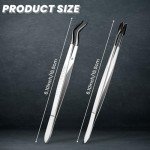 Gjinxi 2 Pieces Tweezers with Rubber Tips, Bent and Straight Flat Tip Tweezers PVC Coated Precision Tweezers Set for Crafting Beads Jewelry Stamps Industrial Electronic Tweezers Tools