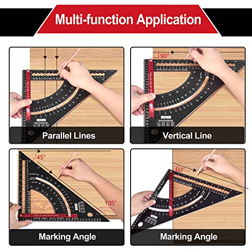 Gohelper 12 inch Carpenter Square Tool Rafter Framing Square Construction Metal Woodworking Measuring Quick Angle Machinist Precise Adjustable Carpentry Square Layout Tool Triangle Ruler