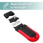 Bates- Razor Blade Scraper, Red, Locking Razor Scraper Set with 10 Extra Stainless Steel Blades, Window Scraper, Scraper Tool, Glass Scraper, Scraper Blades, Paint Scraper Blade Scraper for Cleaning