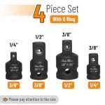 Bates- Impact Socket Adapter and Reducer Set, 4 pcs, 1/2", 1/4", 3/8", Impact Socket Adapter Set, Impact Adapter Set, 1/2 to 3/8 Socket Adapter, 3/8 to 1/2 Socket Adapter, 3/8 to 1/4 Socket Adapter