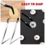 Gjinxi 2 Pieces Tweezers with Rubber Tips, Bent and Straight Flat Tip Tweezers PVC Coated Precision Tweezers Set for Crafting Beads Jewelry Stamps Industrial Electronic Tweezers Tools