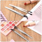 Gjinxi 2 Pieces Tweezers with Rubber Tips, Bent and Straight Flat Tip Tweezers PVC Coated Precision Tweezers Set for Crafting Beads Jewelry Stamps Industrial Electronic Tweezers Tools