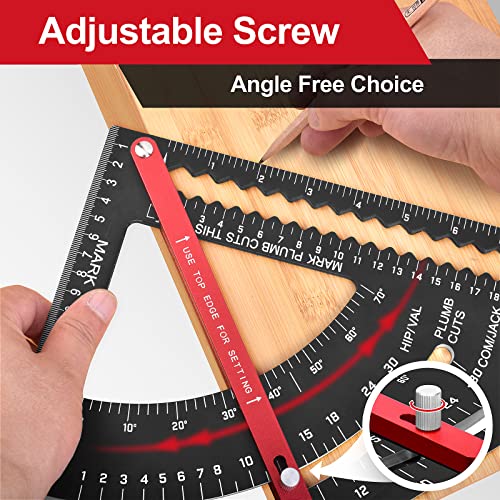 Gohelper 12 inch Carpenter Square Tool Rafter Framing Square Construction Metal Woodworking Measuring Quick Angle Machinist Precise Adjustable Carpentry Square Layout Tool Triangle Ruler