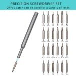 NMUCI Small Precision Screwdriver Set 24-in-1,Magnetic mini multi-function repair tool kit kit for cell phone camera laptop watch apple and other electronic products repair tools Steel screwdrive