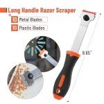 Bates- Long Handle Razor Blade Scraper, Razor Scraper with Extra 10 Metal & 10 Plastic Blades, Razor Scraper, Window Scraper, Scraper Tool, Glass Scraper, Scraper Blades, Blade Scraper