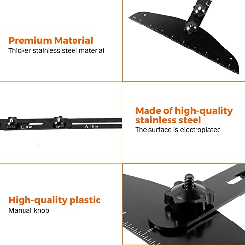 BEAMNOVA Stair Treads Gauge Template Tool,11-60 inch Length Black Adjustable Measuring with Scale Stair Tool for Stairs, Risers, Shelf and Cutting Drywall, Many Types of Layout Projects