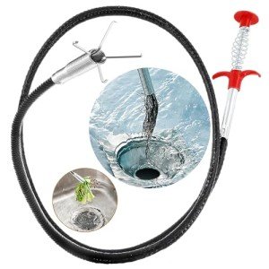 Drain Snake Hair Drain Clog Remover Tool, Sink Drain Cleaner for Sewer Kitchen Bathroom Shower Tub Toilet Clogged Drains Opener Cleaning Tool, Flexible Grabber Claw Pick Up Reacher Tool (34 Inch)