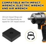 Relaxweex 20 Sets 3/8" Impact Retaining Ring with O Ring Compatible with Milwaukee Type Wrenches 3/8 Impact Friction Ring Clip with O-ring Wrench Ring Retainer Ring Anvil Install Tool Included