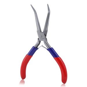 GOLD DEER Bent Nose Pliers with Smooth Jaw Mini Bent Nose Pliers Mini Jewelry Pliers Tweezers Long Nose Pliers Micro jewelry pliers With Comfort Grip Handles For Bending Wire Gripping