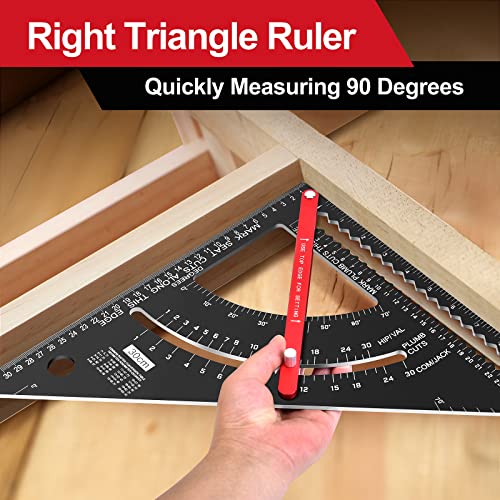 Gohelper 12 inch Carpenter Square Tool Rafter Framing Square Construction Metal Woodworking Measuring Quick Angle Machinist Precise Adjustable Carpentry Square Layout Tool Triangle Ruler
