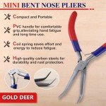 GOLD DEER Bent Nose Pliers with Smooth Jaw Mini Bent Nose Pliers Mini Jewelry Pliers Tweezers Long Nose Pliers Micro jewelry pliers With Comfort Grip Handles For Bending Wire Gripping