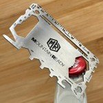 Mountain Ready Multitool Card - 21 Function Credit Card Sized Tool Card with Removable Money Clip Attachment (Silver)