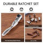 COTOUXKER Mini Ratchet Set, Right Angle Screwdriver set with 1/4 Mini Flex Ratchet Wrench and Bits Sockets for Tight Spaces(Ratchet wrench with bits and socket)