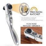 COTOUXKER Mini Ratchet Set, Right Angle Screwdriver set with 1/4 Mini Flex Ratchet Wrench and Bits Sockets for Tight Spaces(Ratchet wrench with bits and socket)