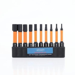 JOVANT Internal Hex Bit Socket Set, S2 Alloy Steel Wrench Head Tool, Screwdriver Bit Set, 1/4 Inch Drive, Metric H1.5-H8 Impact Hex Driver Bit Set, 10pcs