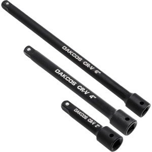 DAKCOS 3 Pieces 1/4-Inch Drive Impact Extension Bar Set Includes 3 6 10 Inch Socket Extensions, Premium Chrome Vanadium Steel with Black Phosphate Finish