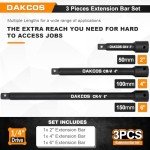 DAKCOS 3 Pieces 1/4-Inch Drive Impact Extension Bar Set Includes 3 6 10 Inch Socket Extensions, Premium Chrome Vanadium Steel with Black Phosphate Finish