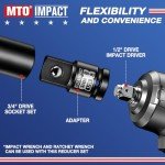 MTO 1/2" Female to 3/4" Male Impact Socket Adapter, 1/2-Inch Impact Socket Adapter, Chrome Molybdenum Alloy Steel