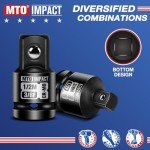 MTO 2-Piece Impact Socket Adapter and Reducer Set, 1/2" Female to 3/8" Male Reducer, 3/8” Female to 1/2” Male Adapter, Chrome Molybdenum Alloy Steel
